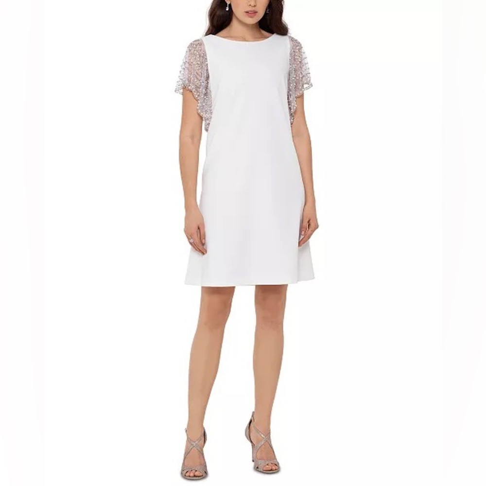 Beaded-Sleeve Sheath Dress
